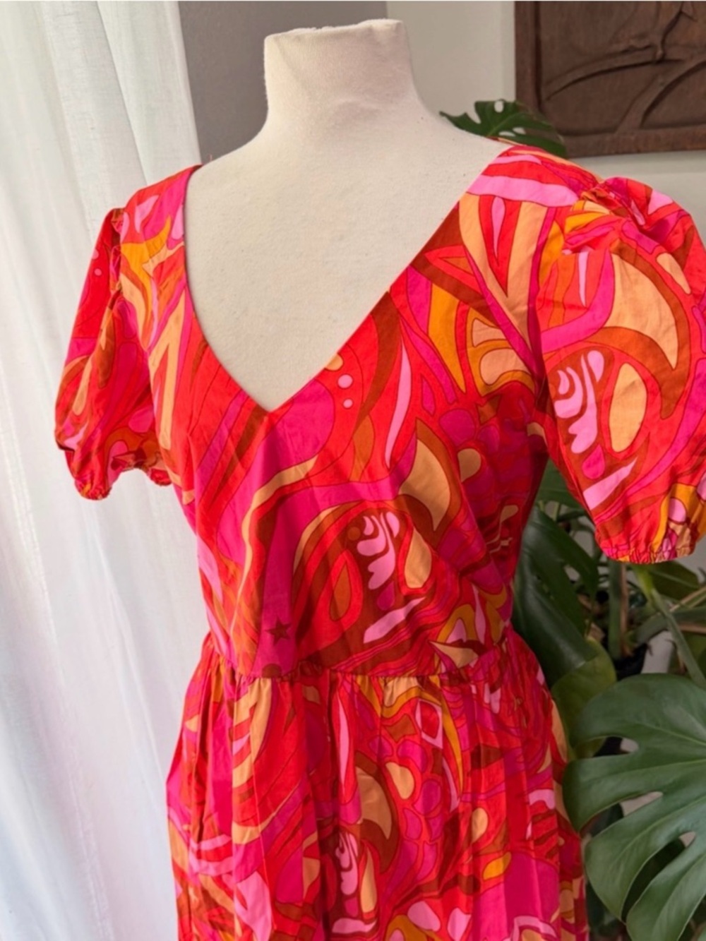 1. State Vibrant Pink & Orange Abstract Maxi Dress - Picture 2 of 4